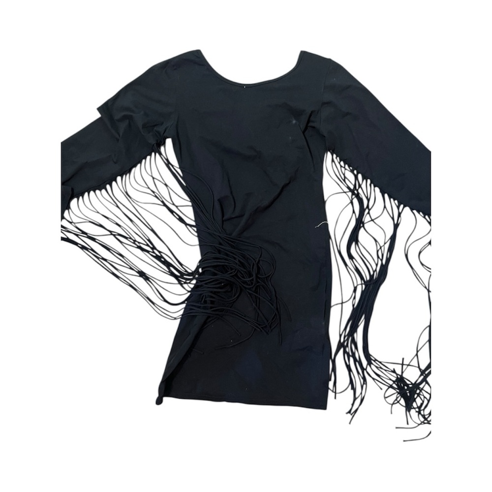 Killstar Sister Salem Black Pentagram Fringe Mini Dress XL - Picture 2 of 6